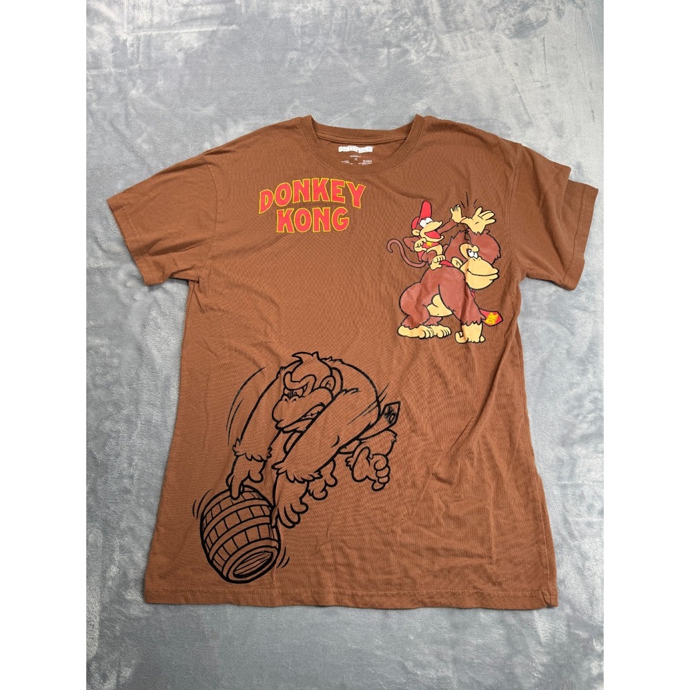 Nintendo Mens XL Brown Donkey Kong Diddy Kong Graphic T-Shirt DKL020AMNTG